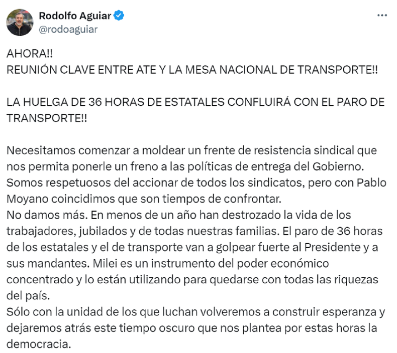 La publicaci&oacute;n de Rodolfo Aguiar.