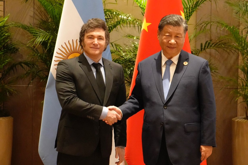Javier Milei junto a Xi Jinping.