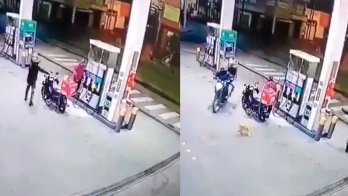 Video: un repartidor disparó contra dos delincuentes que quisieron robarle la moto mientras cargaba nafta