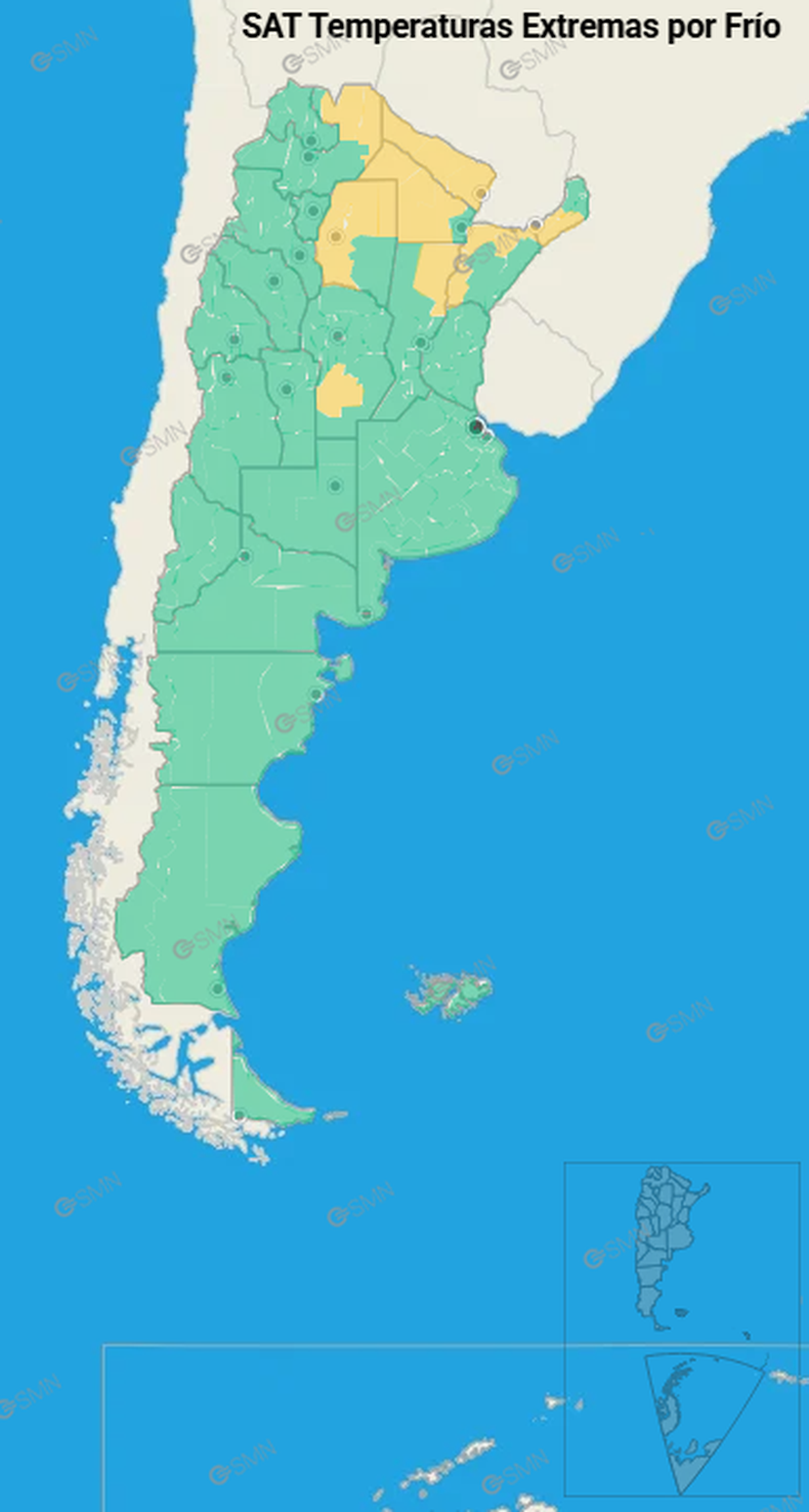 Varias provincias incluidas en la alerta amarilla del SMN por temperaturas extremas.