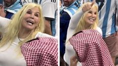 La diva argentina festejó los goles del equipo argentino este miércoles en Doha. La diva argentina festejó los goles del equipo argentino este miércoles en Doha.