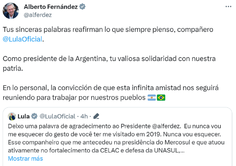 La publicaci&oacute;n de Alberto Fern&aacute;ndez.