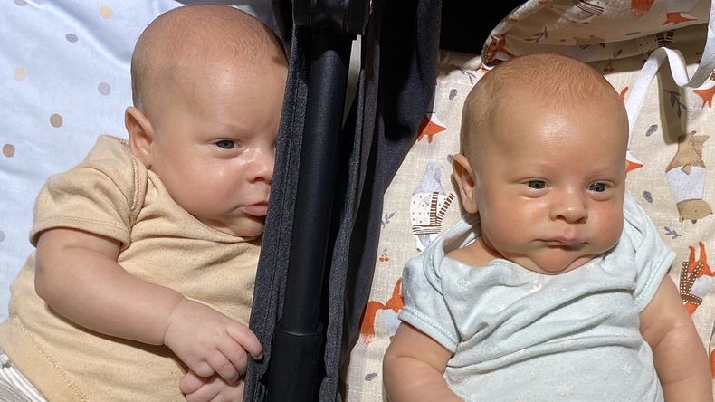Los gemelos de 45 días no pueden ser distinguidos por su mamá.