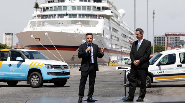 El ministro de Transporte, Diego Giuliano durante la presentación de Viajá Seguro.