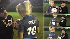 Diego Maradona y Rocío Oliva, en la cancha: entrenamiento y ella con la camiseta del 10 Diego Maradona y Rocío Oliva, en la cancha: entrenamiento y ella con la camiseta del 10