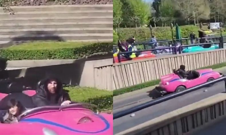 Video viral: Messi causó furor en Disney conduciendo un pequeño auto con su hijo Ciro