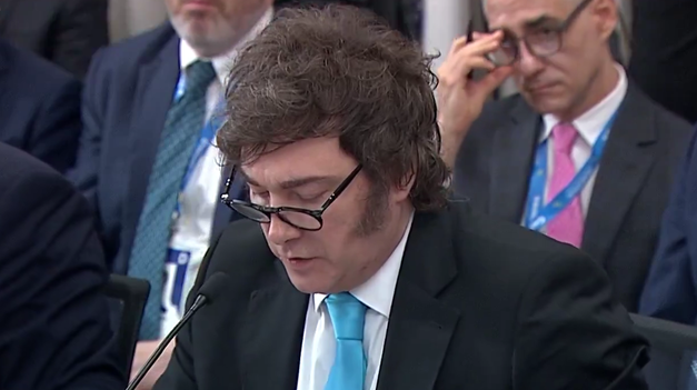 Javier Milei criticó al Mercosur en su discurso y pidió por aranceles modernos.