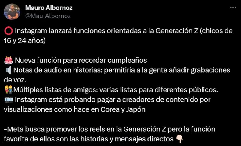 Mauro Albornoz sorprendió con la novedad.