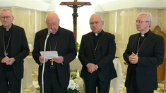 El cardenal Kevin Farrell, camarlengo a cargo de la transición al siguiente pontificado, dio a conocer la noticia del fallecimiento del pontífice. El cardenal Kevin Farrell, camarlengo a cargo de la transición al siguiente pontificado, dio a conocer la noticia del fallecimiento del pontífice.