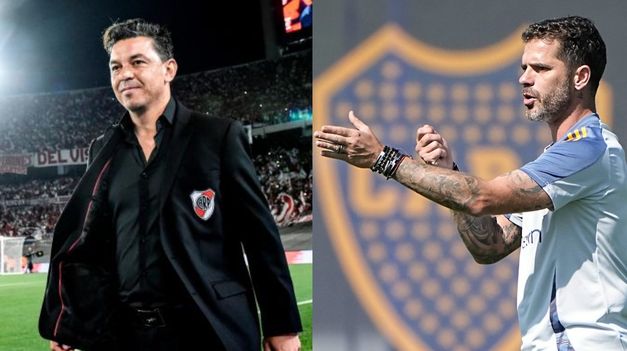 Gallardo y Gago, los entrenadores de River y Boca.