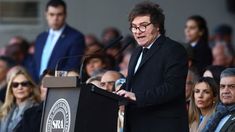 Javier Milei en La Rural, donde hace una semana anunció una baja de retenciones.