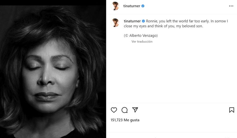 La fotografía que compartió Tina Turner para hacer su descargo.