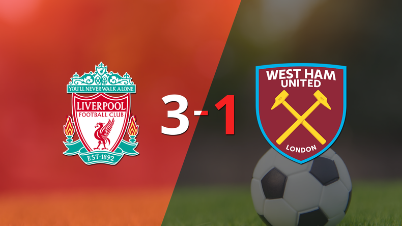 West Ham United perdió 3-1 en su visita a Liverpool
