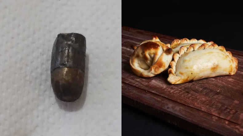 Una mujer comió una empanada y se llevó una sorpresa.&nbsp;