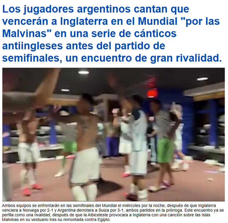 El Daily Mail analizó la presencia de la cuestión Malvinas en la rivalidad de la Selección argentina con Inglaterra.
