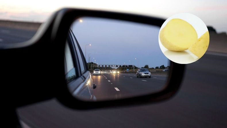 El truco para limpiar los espejos retrovisores del auto con una papa