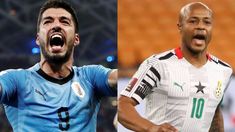 Suárez y Ayew, líderes de Uruguay y Ghana. Suárez y Ayew, líderes de Uruguay y Ghana.
