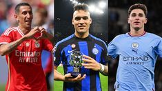 Di María (Benfica), Martínez (Inter) y Álvarez (Manchester City). Di María (Benfica), Martínez (Inter) y Álvarez (Manchester City).