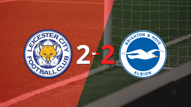empate a 2 entre leicester city y brighton and hove