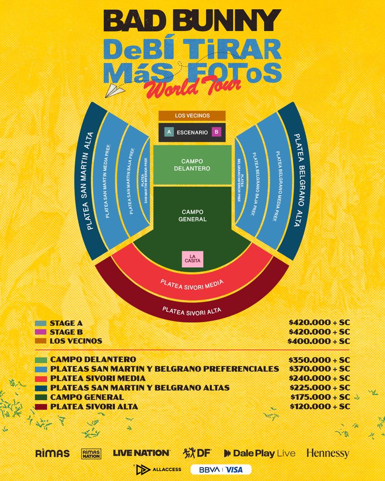 Habilitaron nuevos sectores y localidades para los shows de Bad Bunny en River