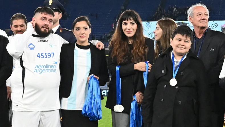 Los herederos del Diez participaron del evento en el Estadio Olímpico de Roma.