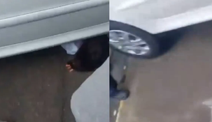 La mujer quedó debajo del vehículo.&nbsp;
