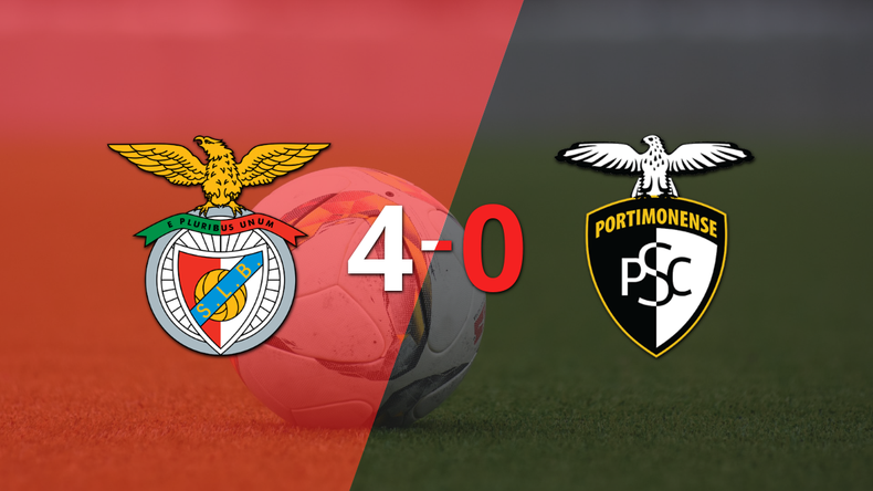 Benfica goleó 4-0 a Portimonense con doblete de Rafa Silva