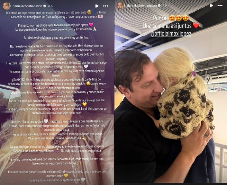 Maxi López se reencontró con su esposa y su hija.