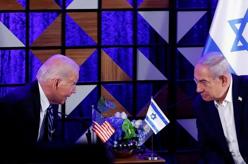 Joe Biden y el primer ministro de Israel, Benjamin Netanyahu.