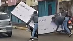 El hombre llevó el televisor en la moto para ahorrarse el flete pero se le cayó en la calle. El hombre llevó el televisor en la moto para ahorrarse el flete pero se le cayó en la calle.