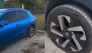 Los agresores le cortajearon las cuatro ruedas del auto de Gustavo Sapito Coleoni